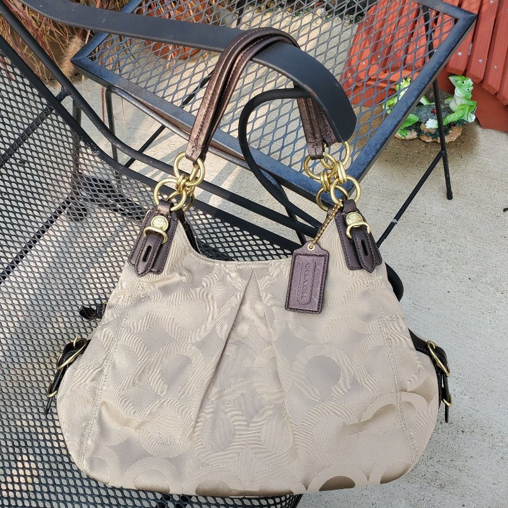 Coach Beige and Brown Hobo Bag